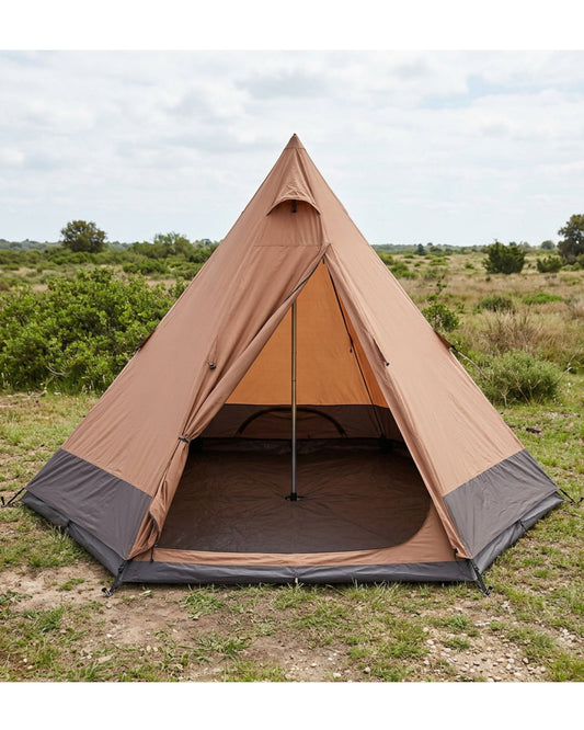 Raiw Three-Person Hexagonal Cone Tent 280 cm Clay and Charcoal - Lifestyle view