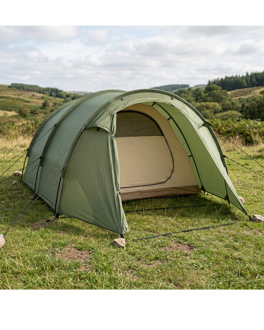 Raiw Two-Person Tunnel Tent 260 x 150 cm Moss and Sand - Lifestyle view