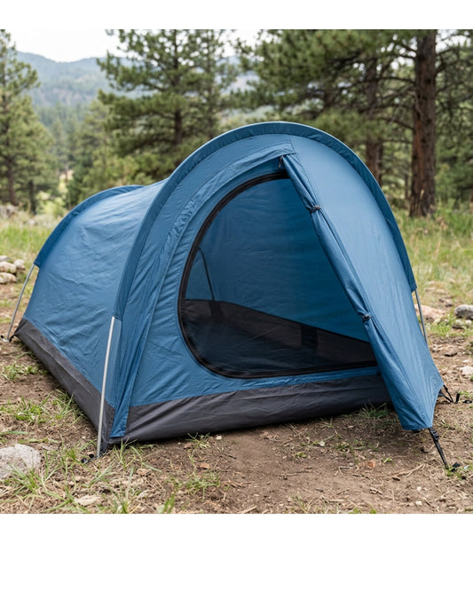 Raiw Solo Two-Hoop Bivy Tent 230 x 85 cm Storm Blue - Lifestyle view